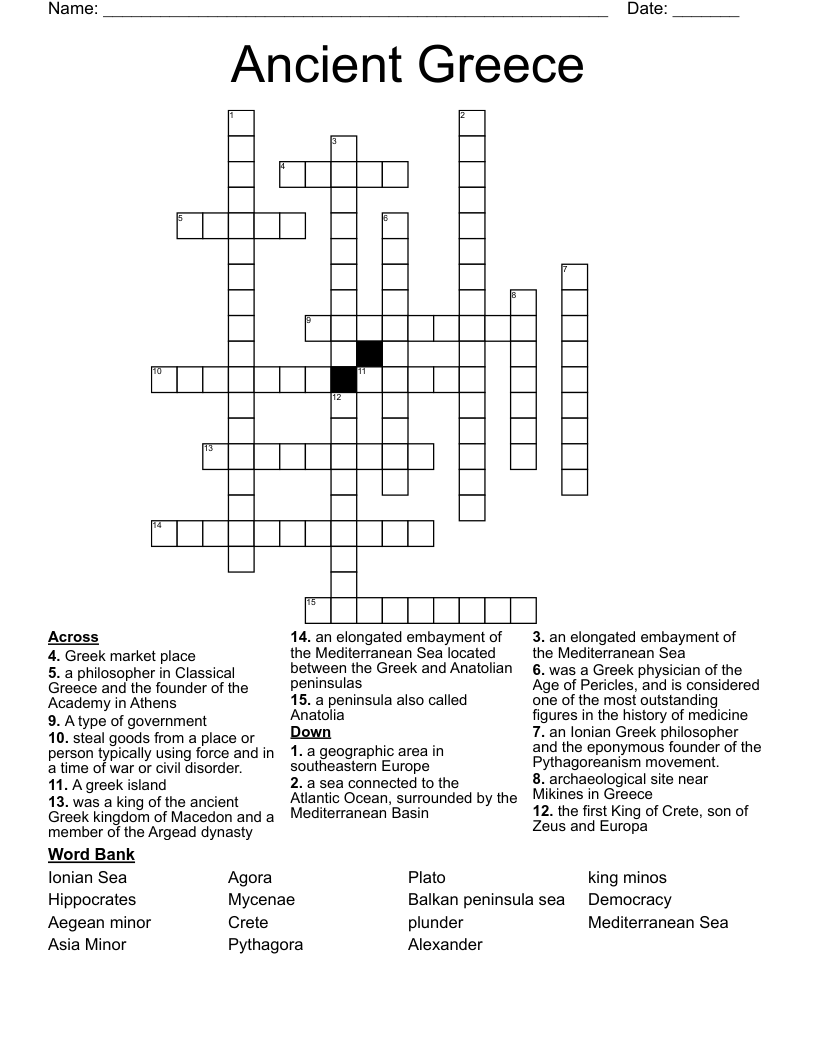 Ancient Greece Crossword WordMint Ancient Greece Crossword WordMint