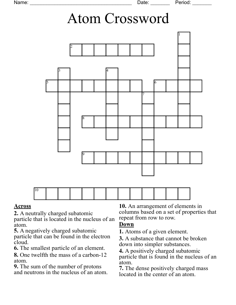 Atom Crossword WordMint Atom Crossword WordMint