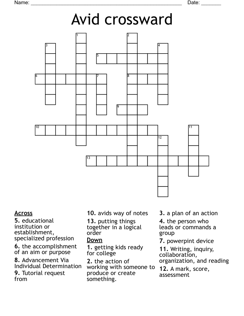 Avid Crossward Crossword WordMint