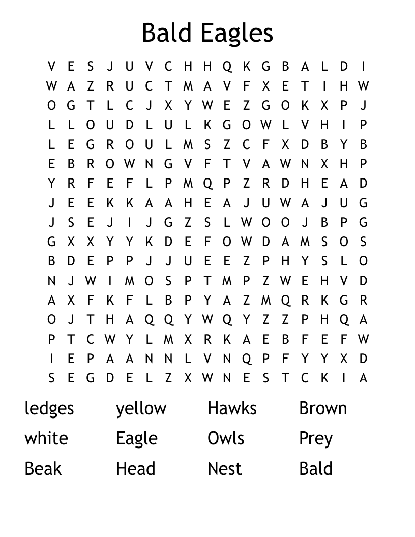 Bald Eagles Word Search WordMint