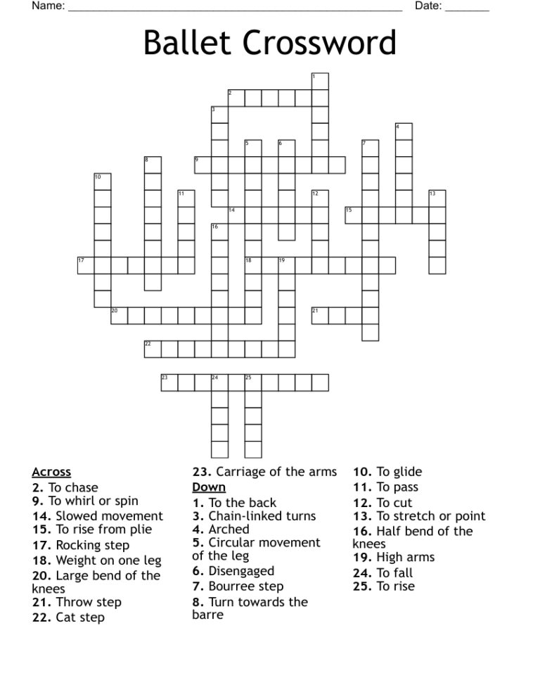 Ballet Crossword WordMint