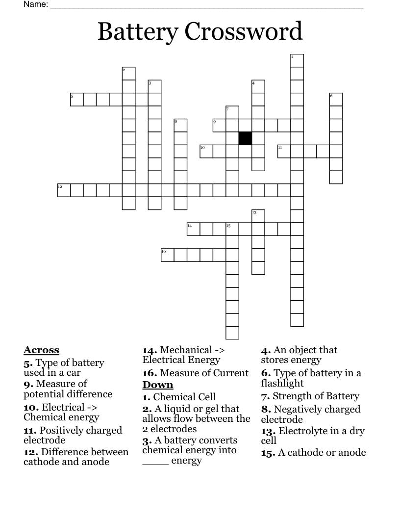 Battery Terminal Crossword Clue Trader Battery Tinder