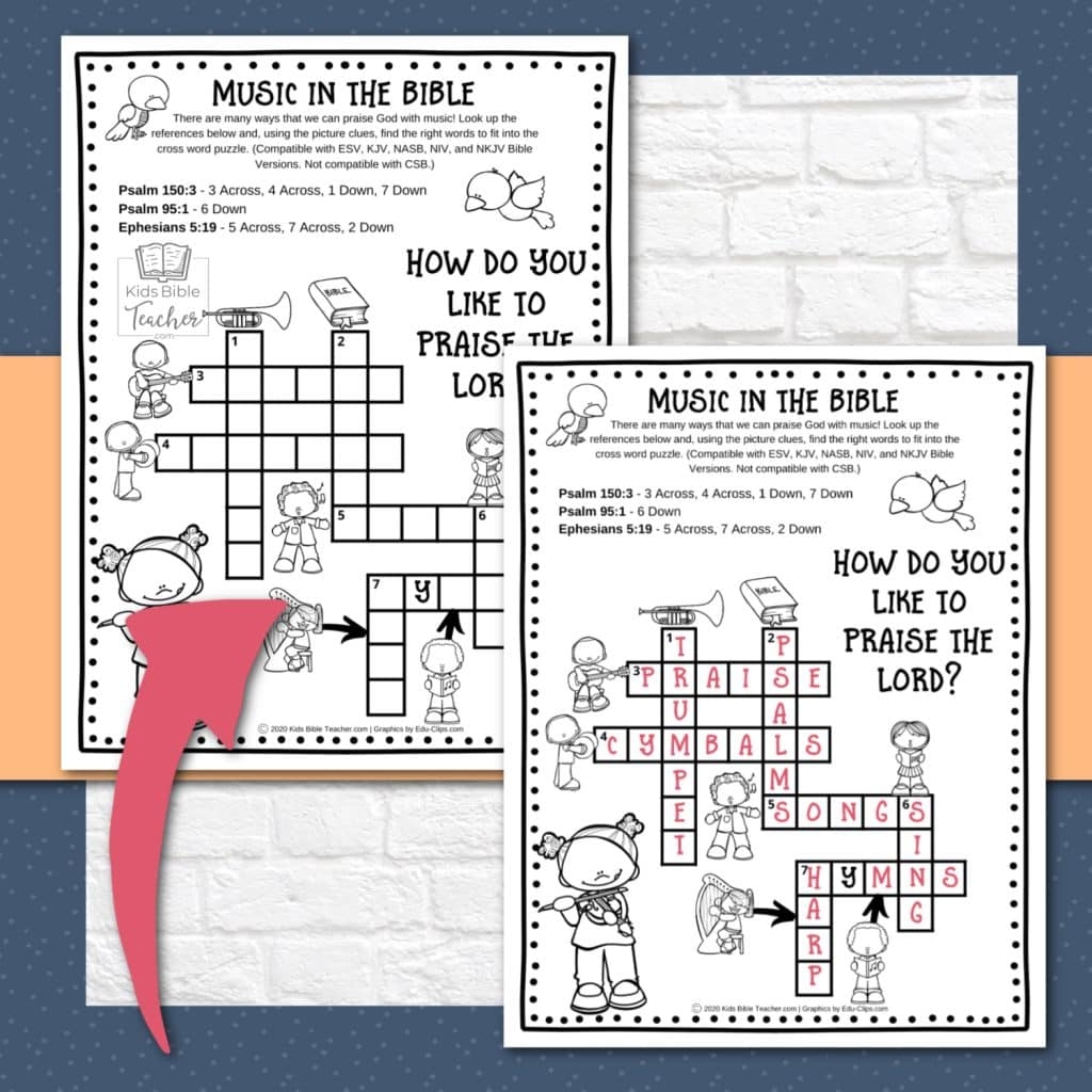 Bible Activity Pages About Music Kids Bible Teacher