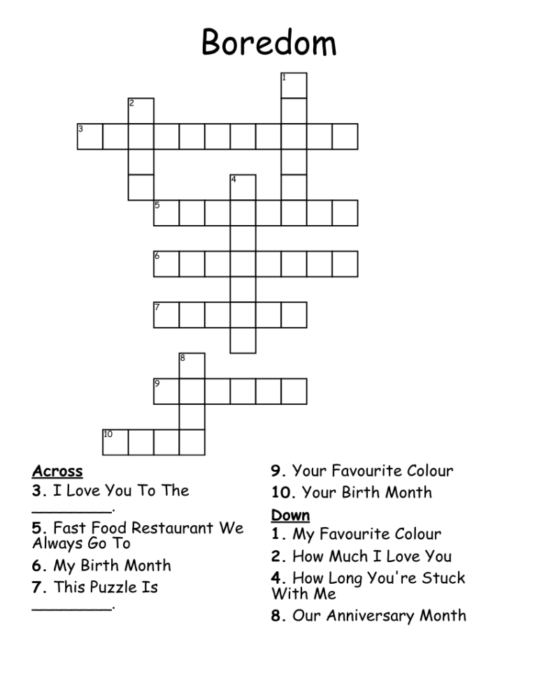 Boredom Crossword WordMint