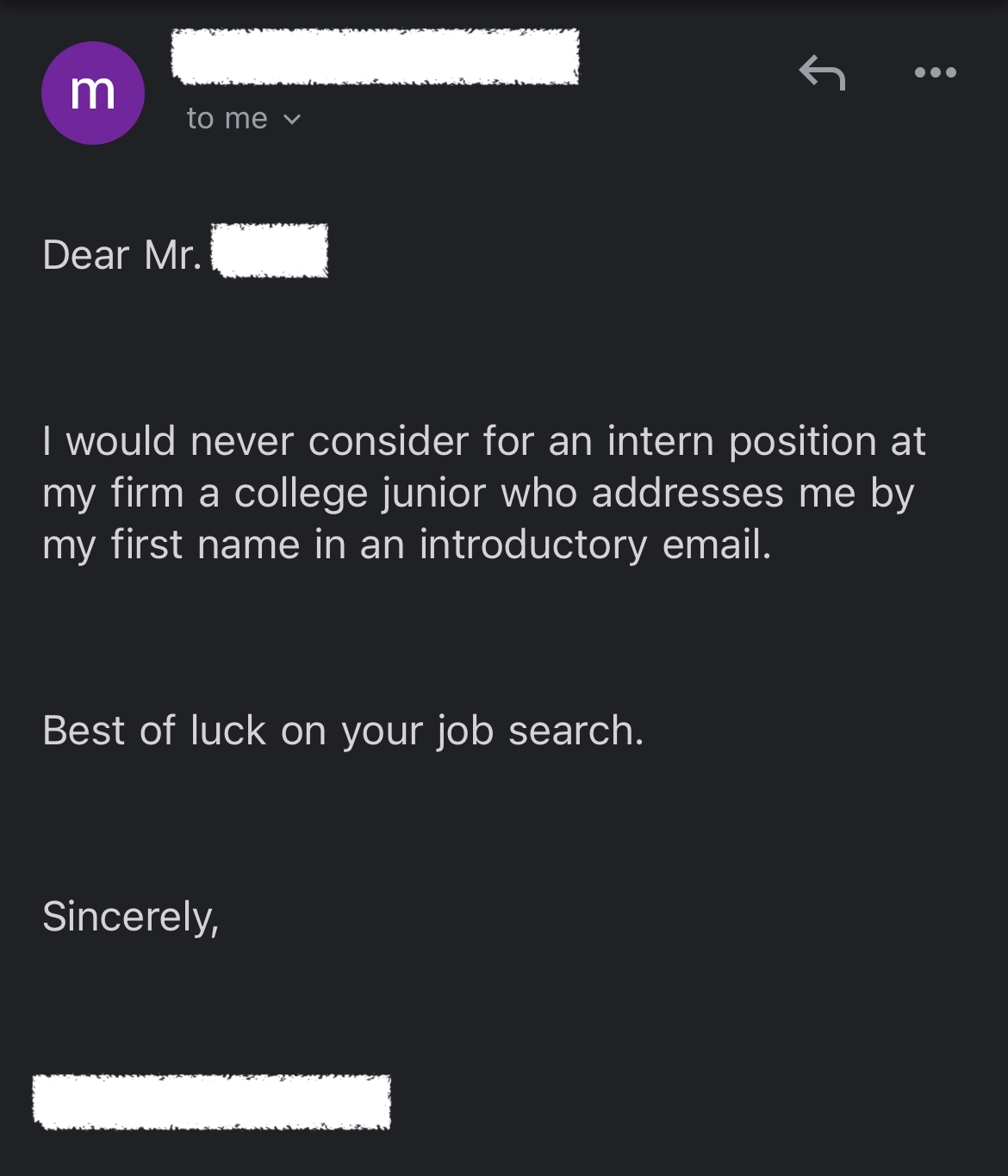 By Far Best Response To A Boutique Cold Email I ve Gotten Wall Street Oasis