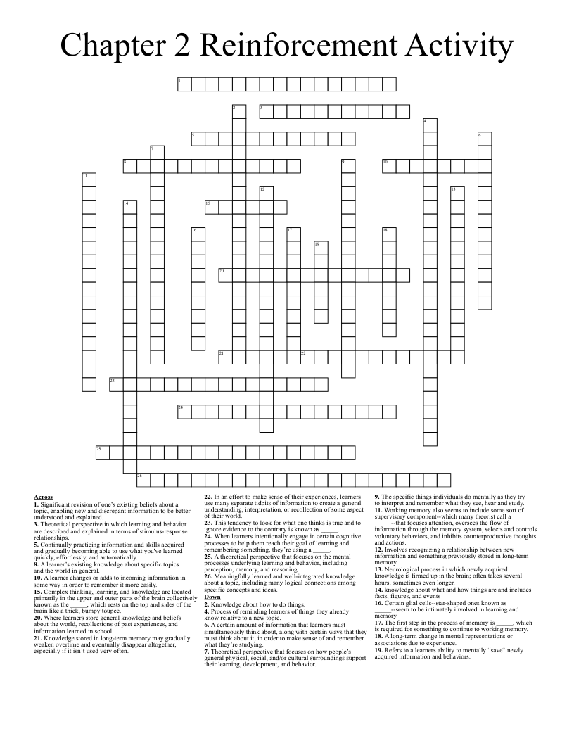 Chapter 2 Reinforcement Activity Crossword WordMint