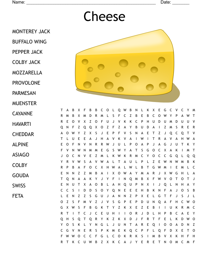 Cheeses Crossword WordMint