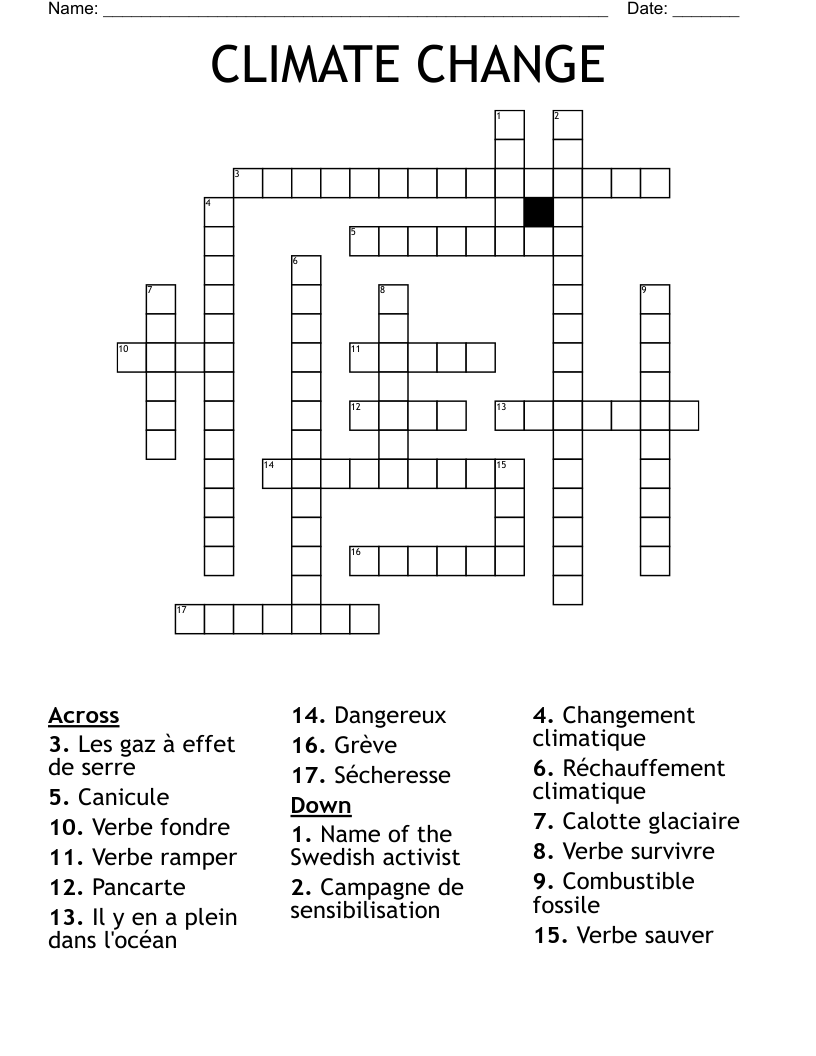 CLIMATE CHANGE Crossword WordMint