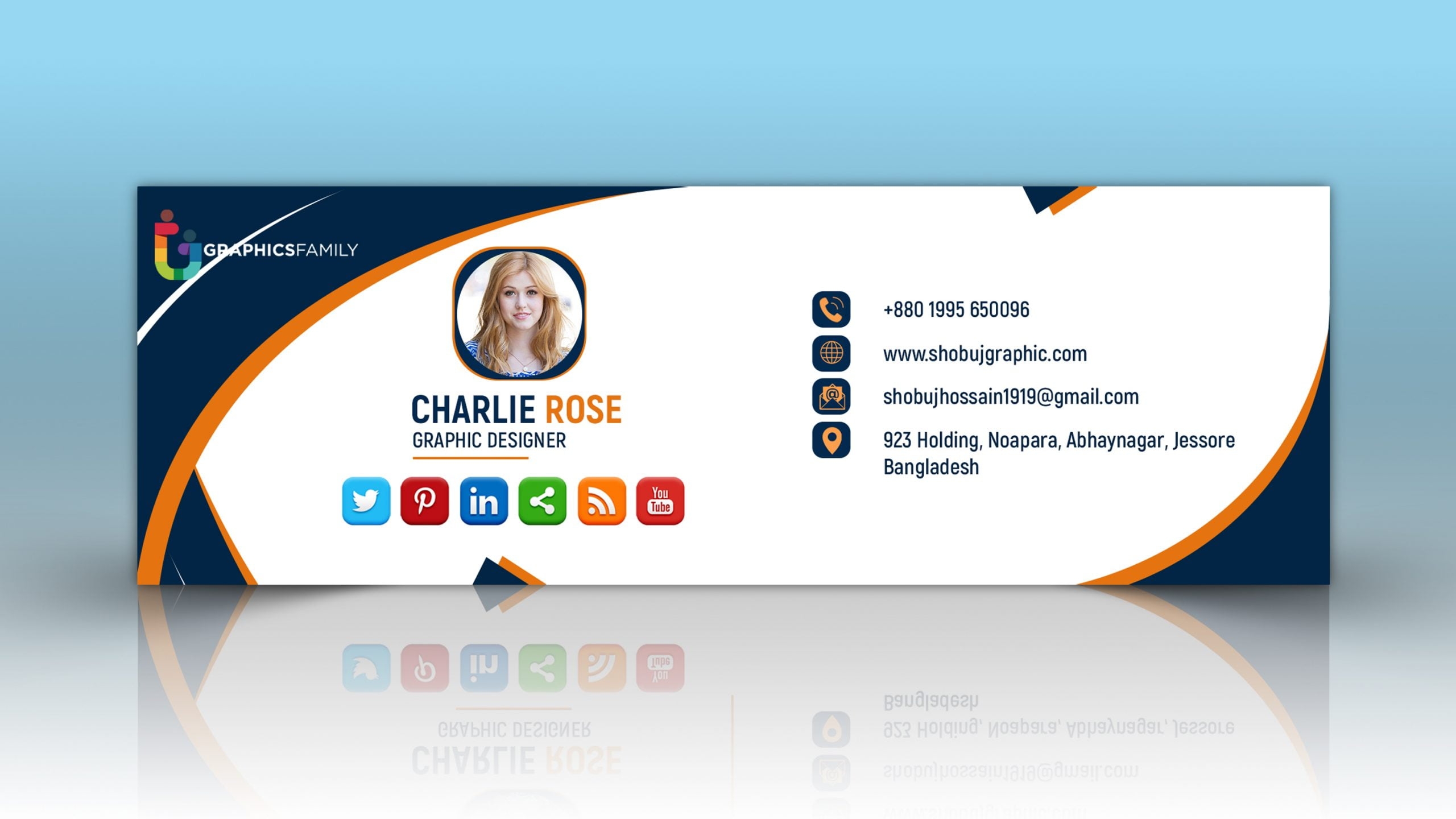 Creative Email Signature In Flat Style Free PSD Template Download GraphicsFamily