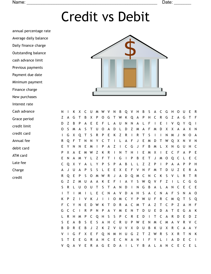 Credit Card Terminology Crossword WordMint