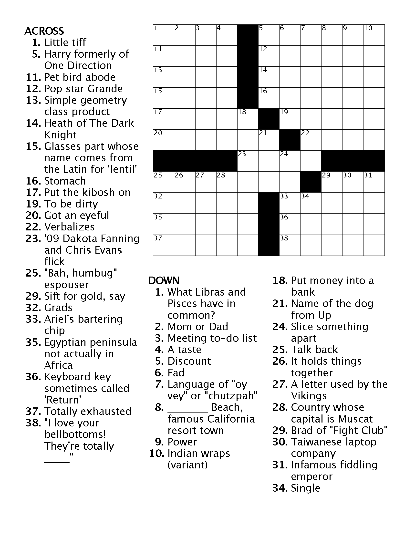 chutzpah crossword clue