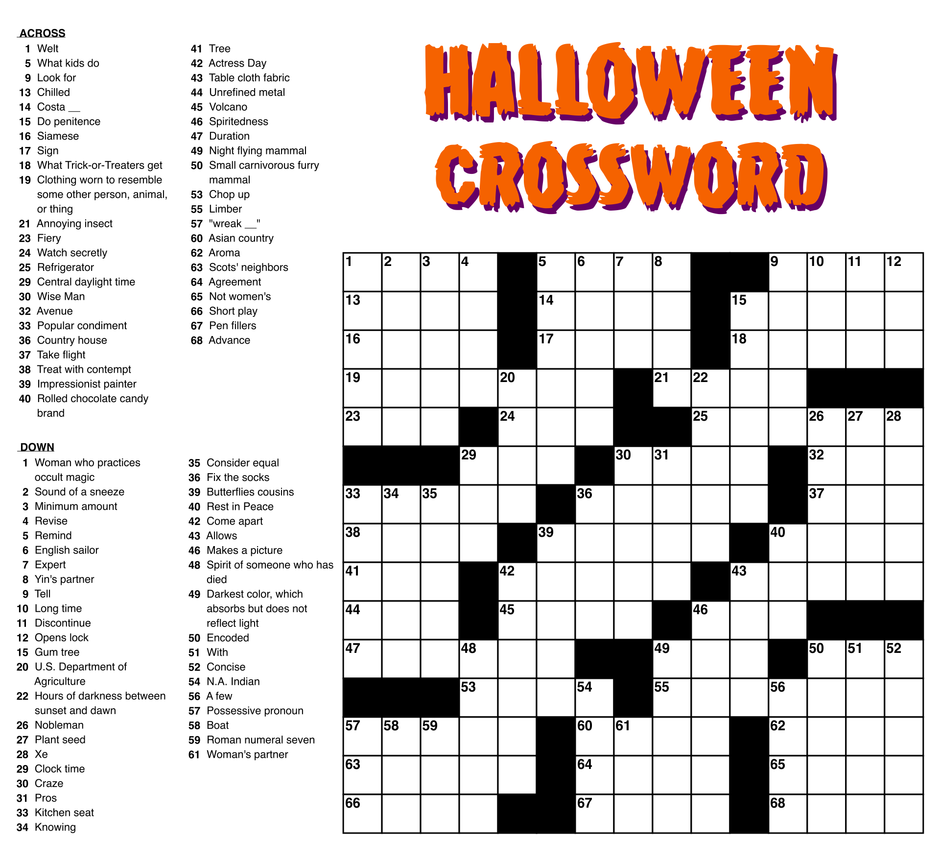 free crosswords printable