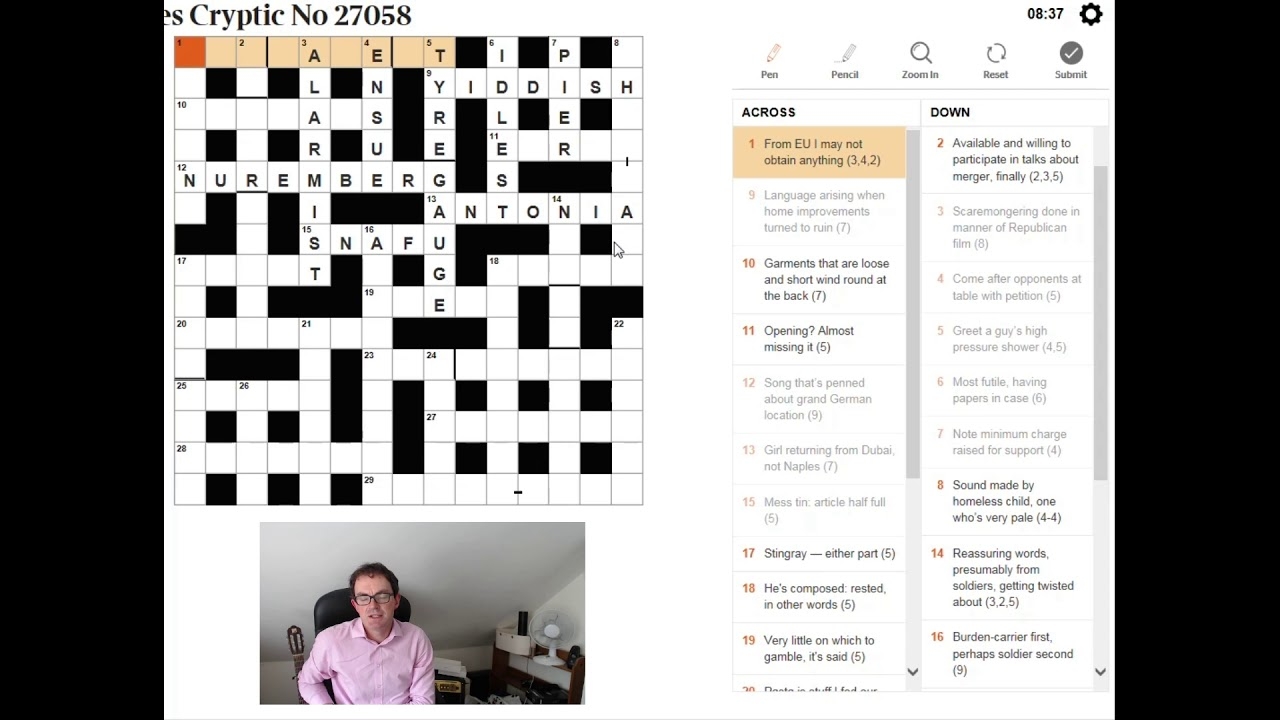 crossword german article