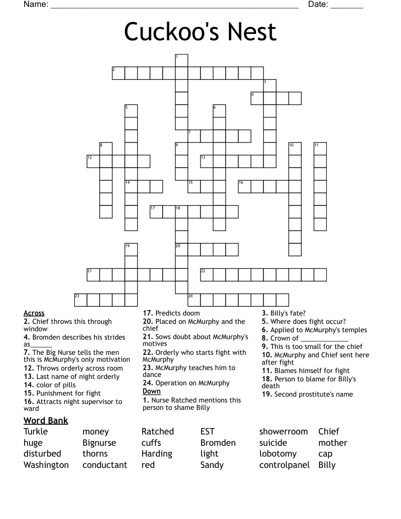 Cuckoo s Nest Crossword WordMint