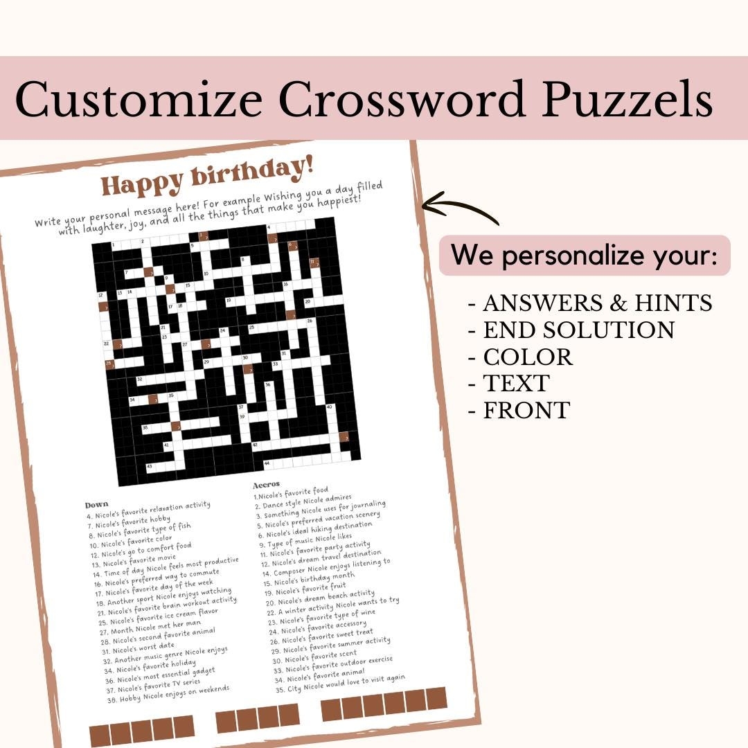 custom crossword puzzle