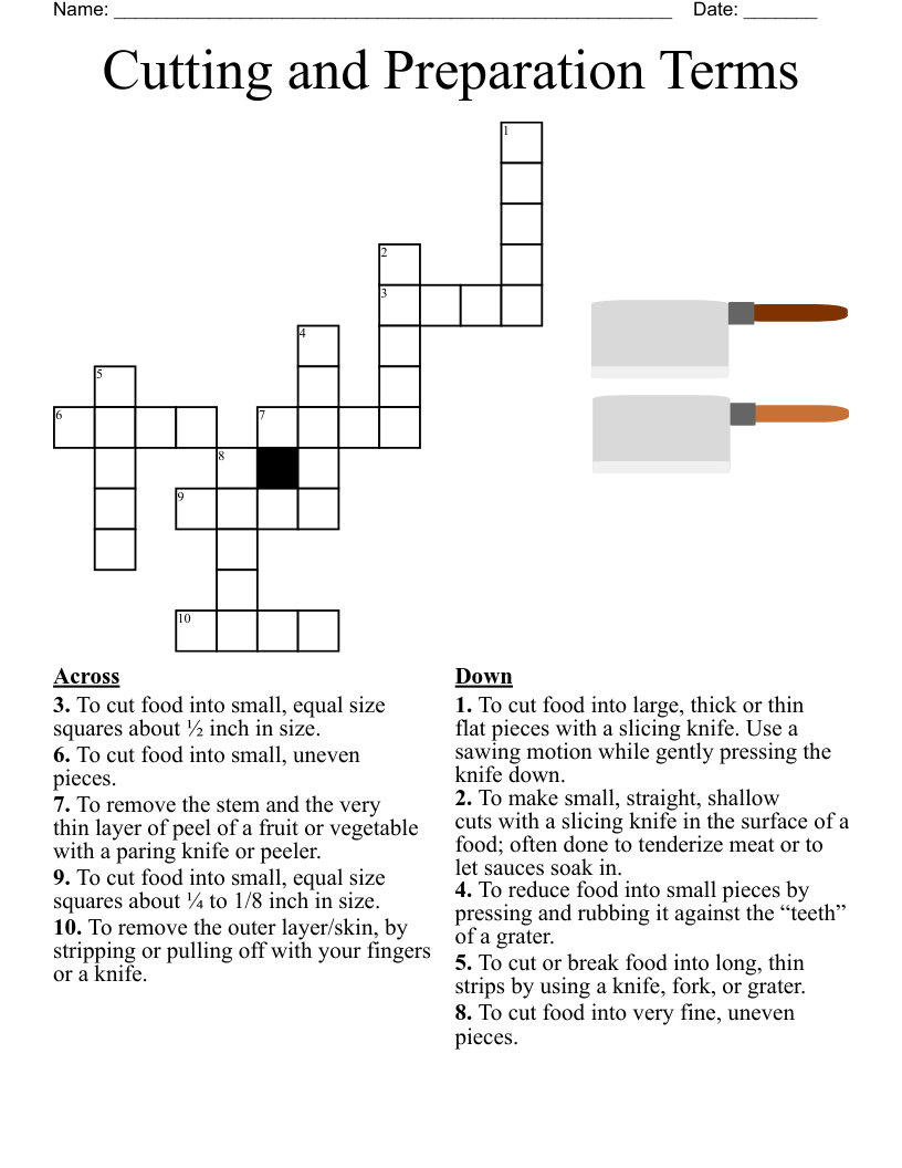 Cutting And Preparation Terms Crossword WordMint