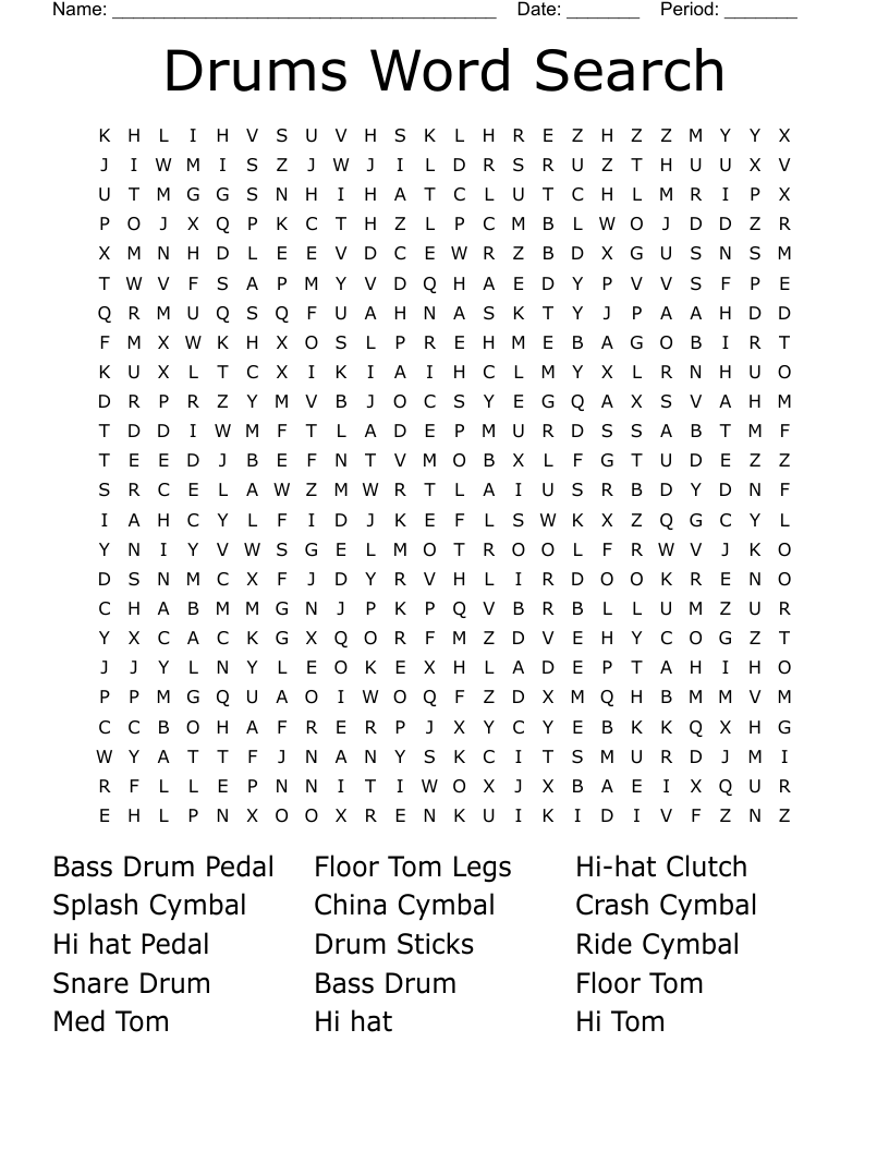Drums Word Search WordMint