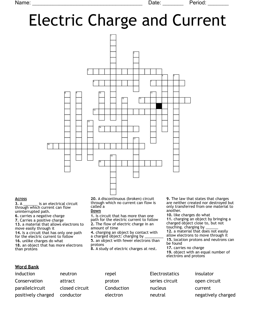 Electric Charge And Current Crossword WordMint