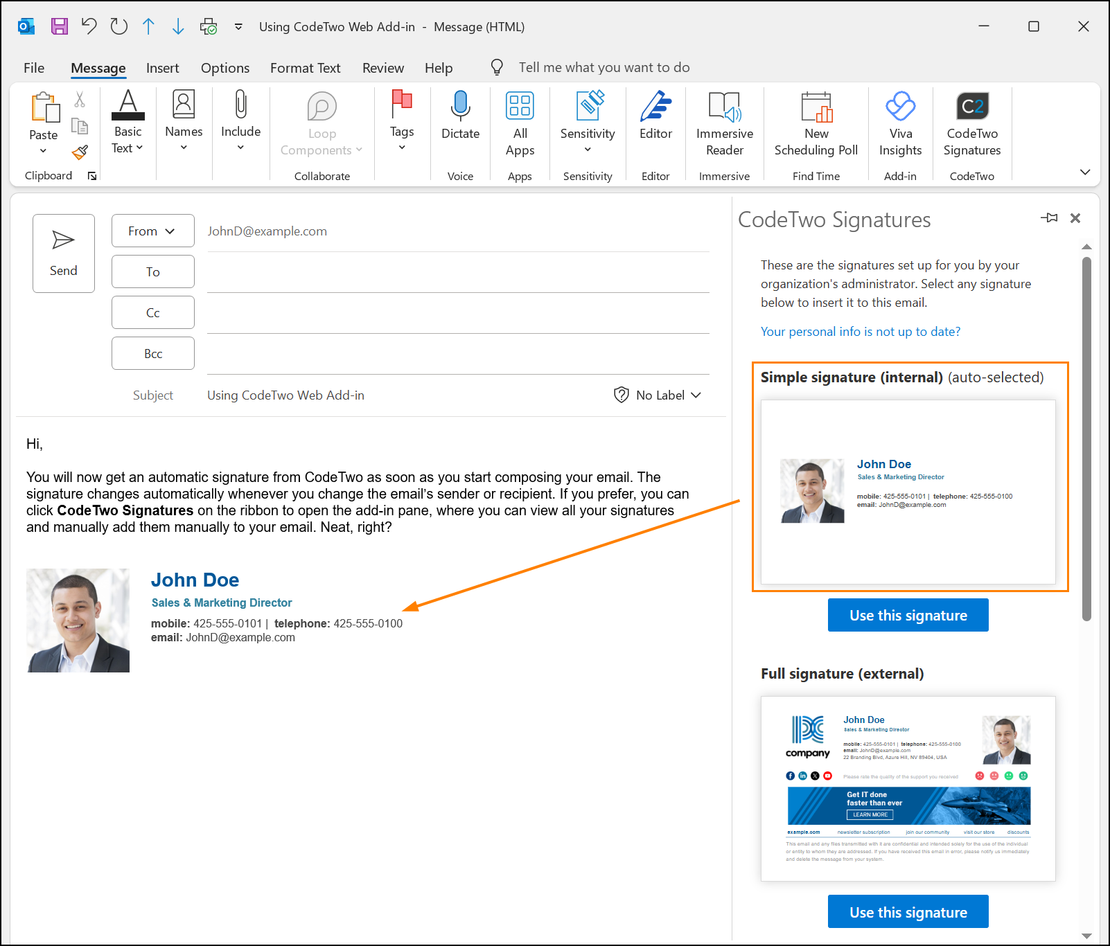 Email Signatures Use Outlook Add in Add Outlook client side Signatures CodeTwo Email Signatures 365 User s Manual Email Signatures Use Outlook Add in Add Outlook client side Signatures CodeTwo Email Signatures 365 User s Manual