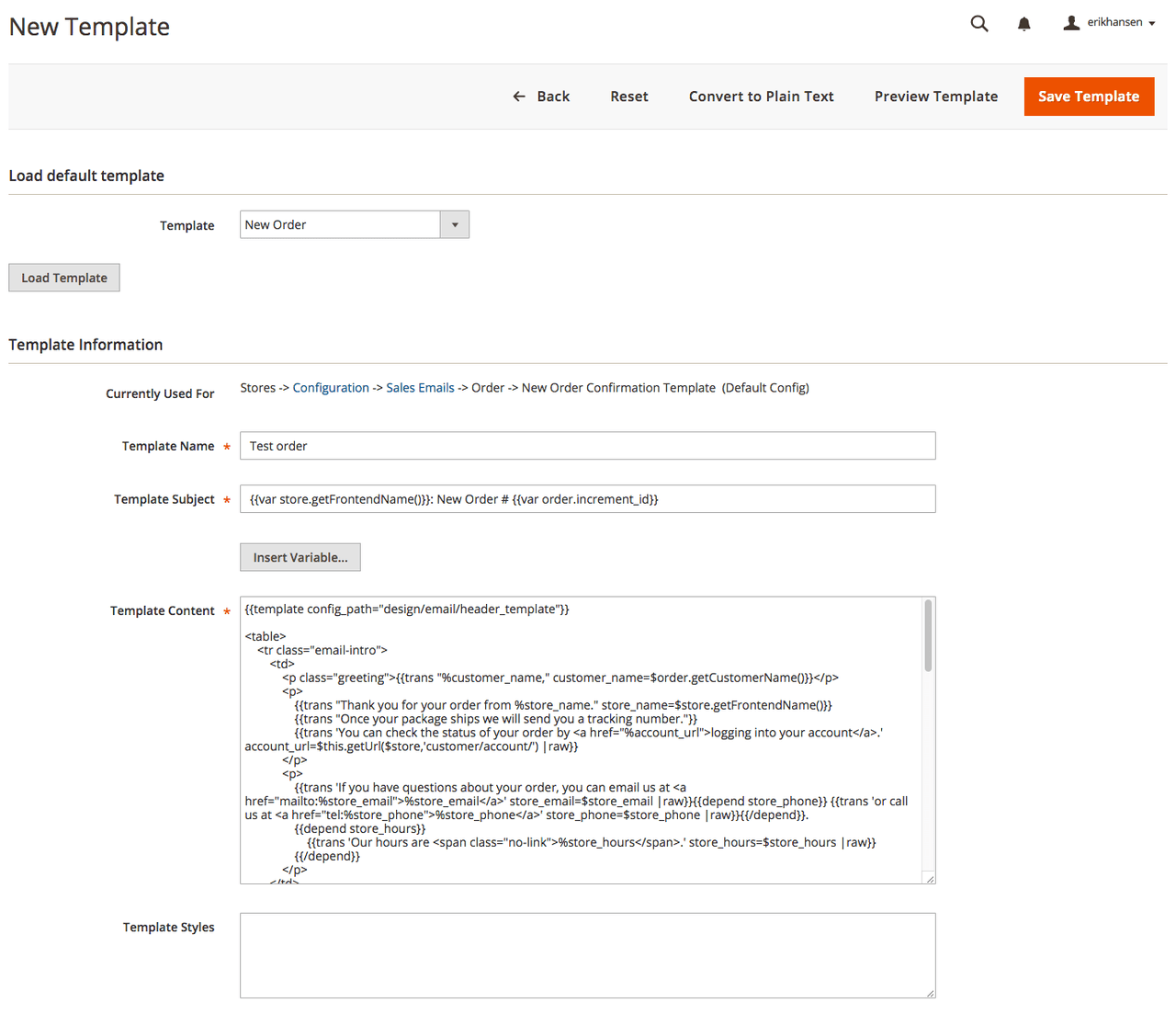 Email Templates Commerce Frontend Development