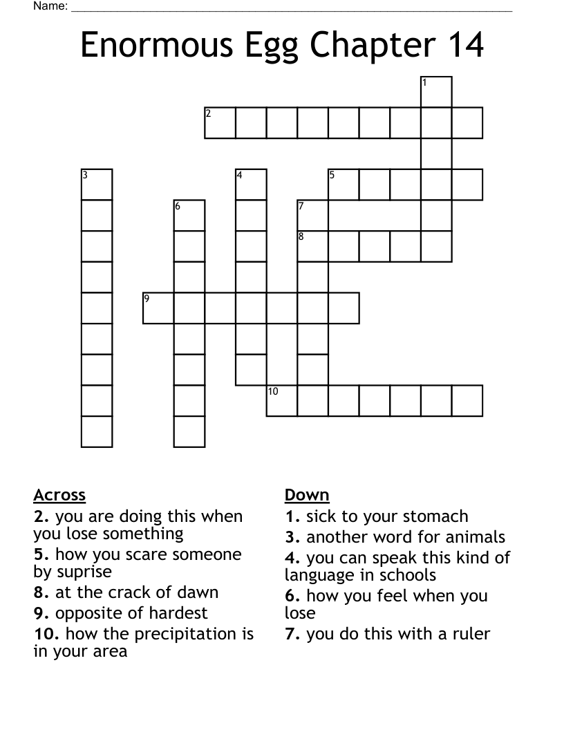 Enormous Egg Chapter 14 Crossword WordMint