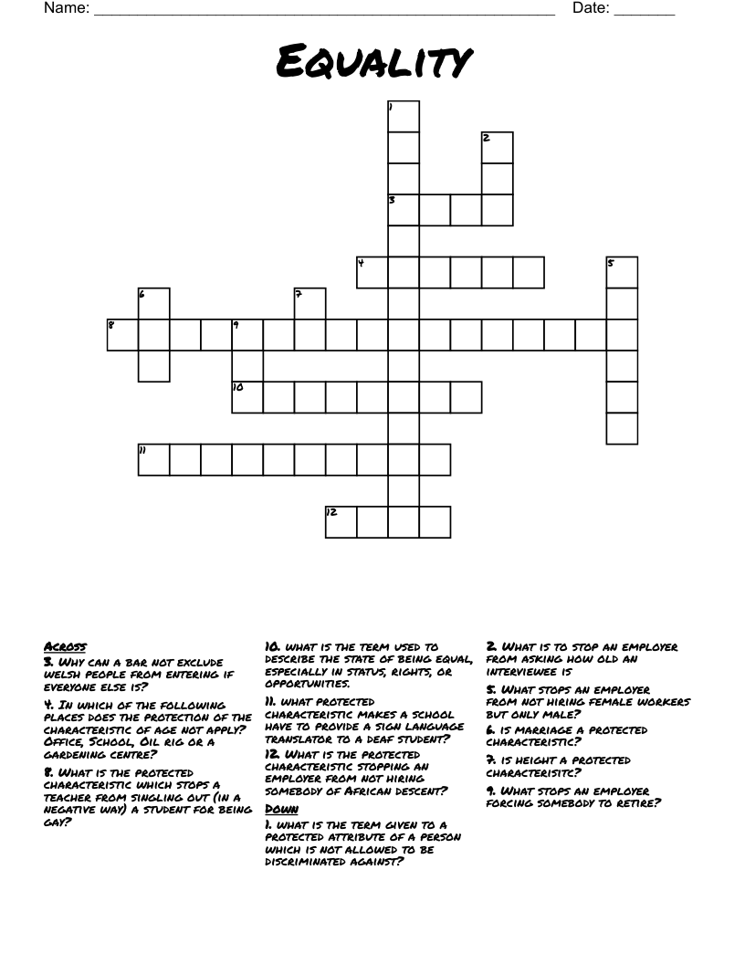 Equality Crossword WordMint