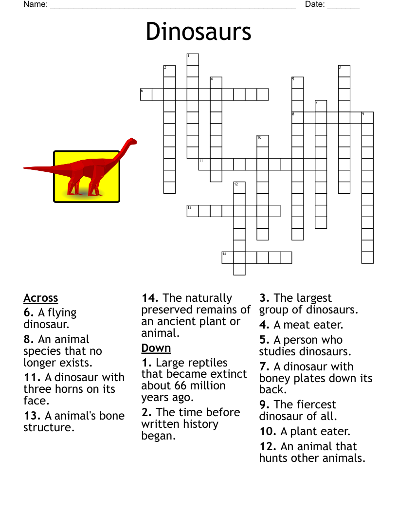 Extinct Animals Crossword WordMint Extinct Animals Crossword WordMint