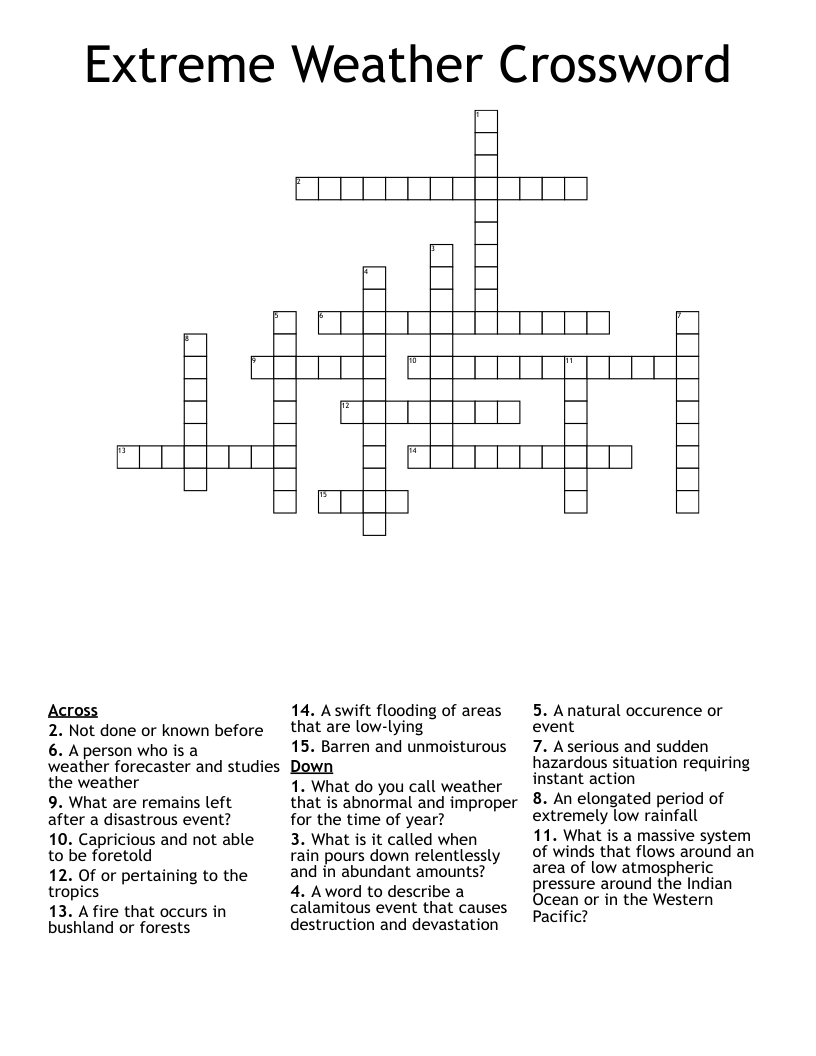Extreme Weather Crossword WordMint