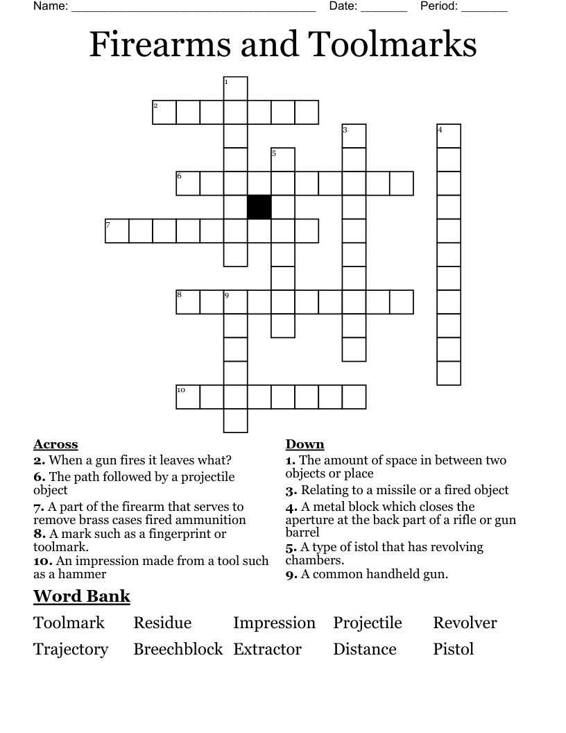 Firearms And Toolmarks Crossword WordMint