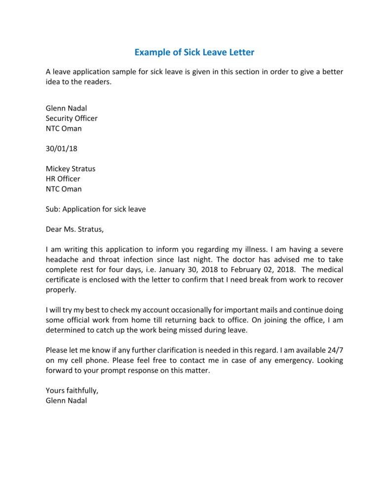 Free 7 Sick Leave Letter Templates PDF Word Free 7 Sick Leave Letter Templates PDF Word