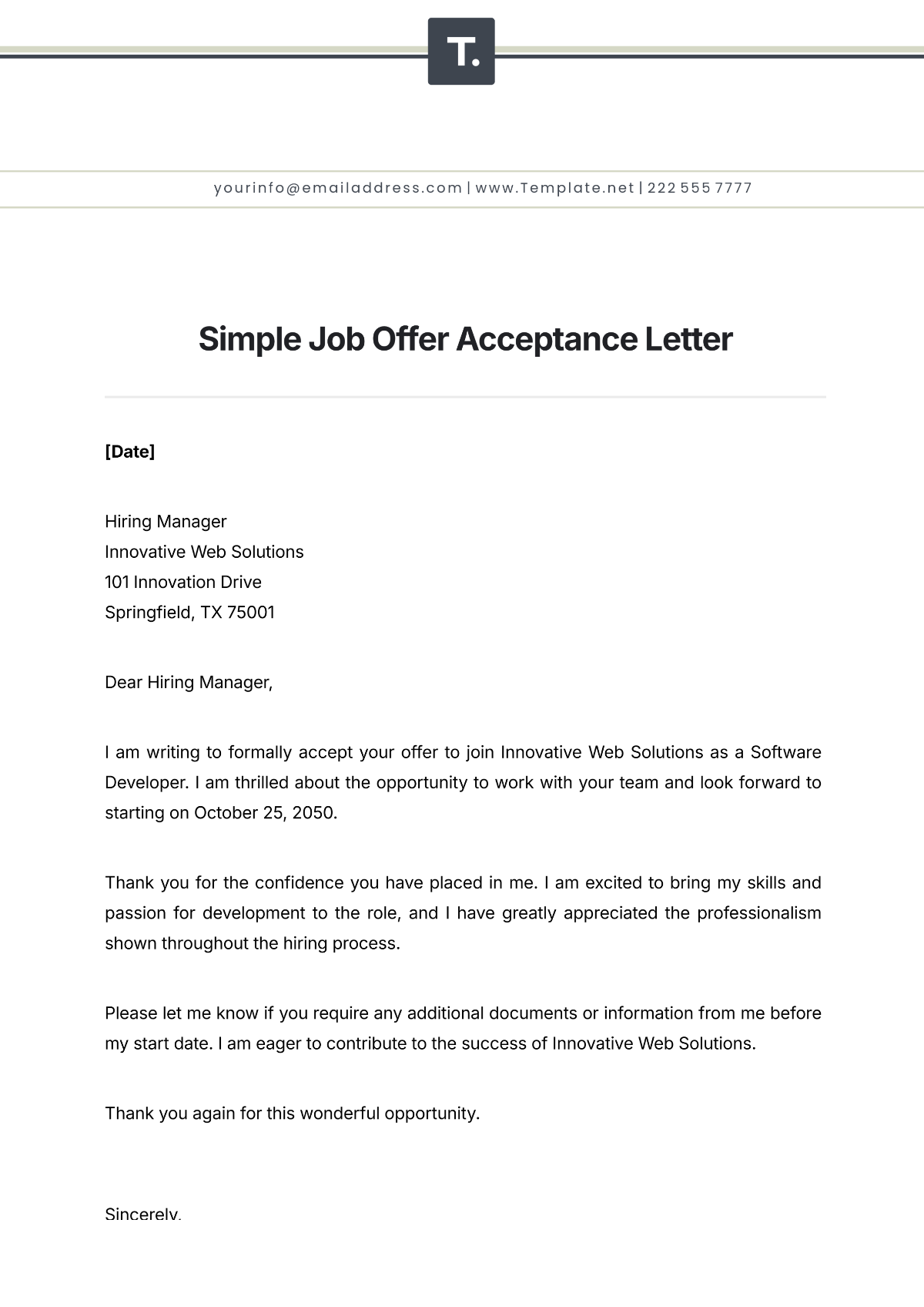 Free Acceptance Letter Templates Editable And Printable Free Acceptance Letter Templates Editable And Printable
