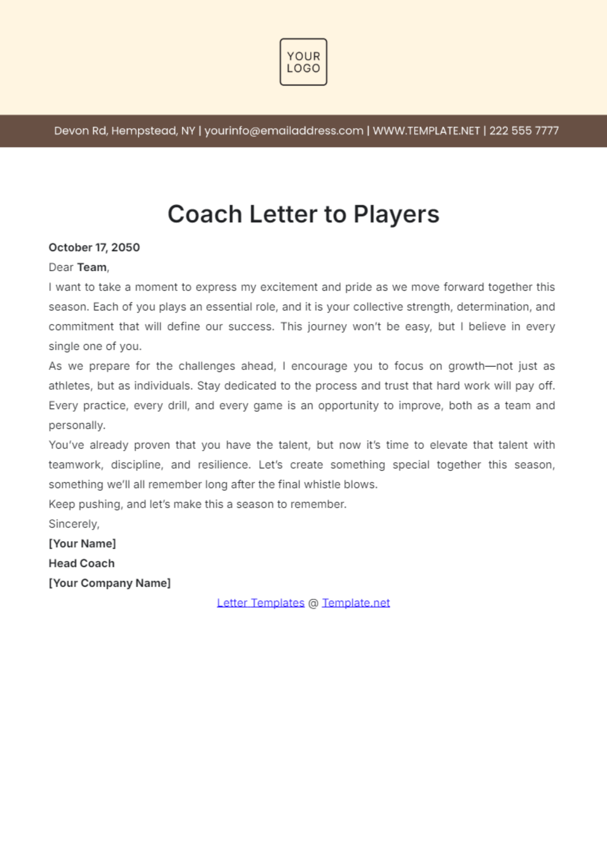 Free Coach Letter To Players Template To Edit Online Free Coach Letter To Players Template To Edit Online