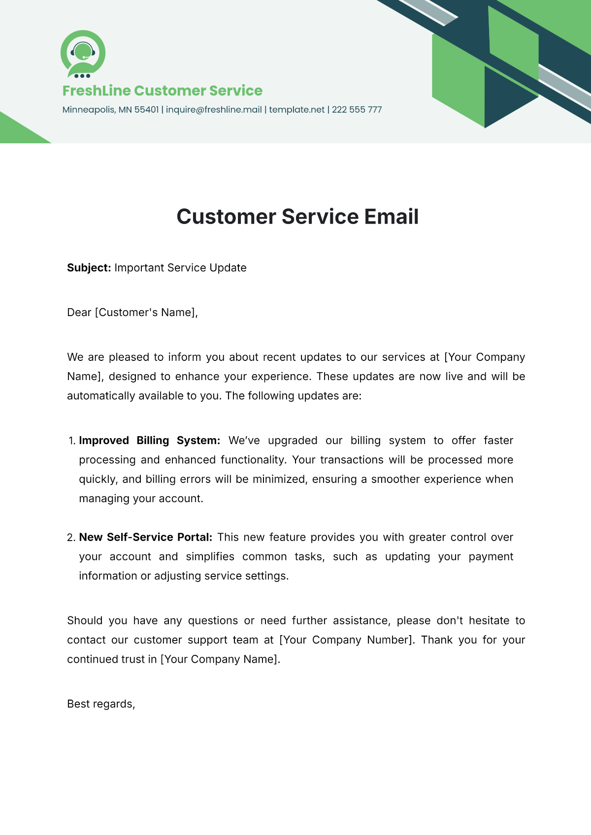 customer service email templates