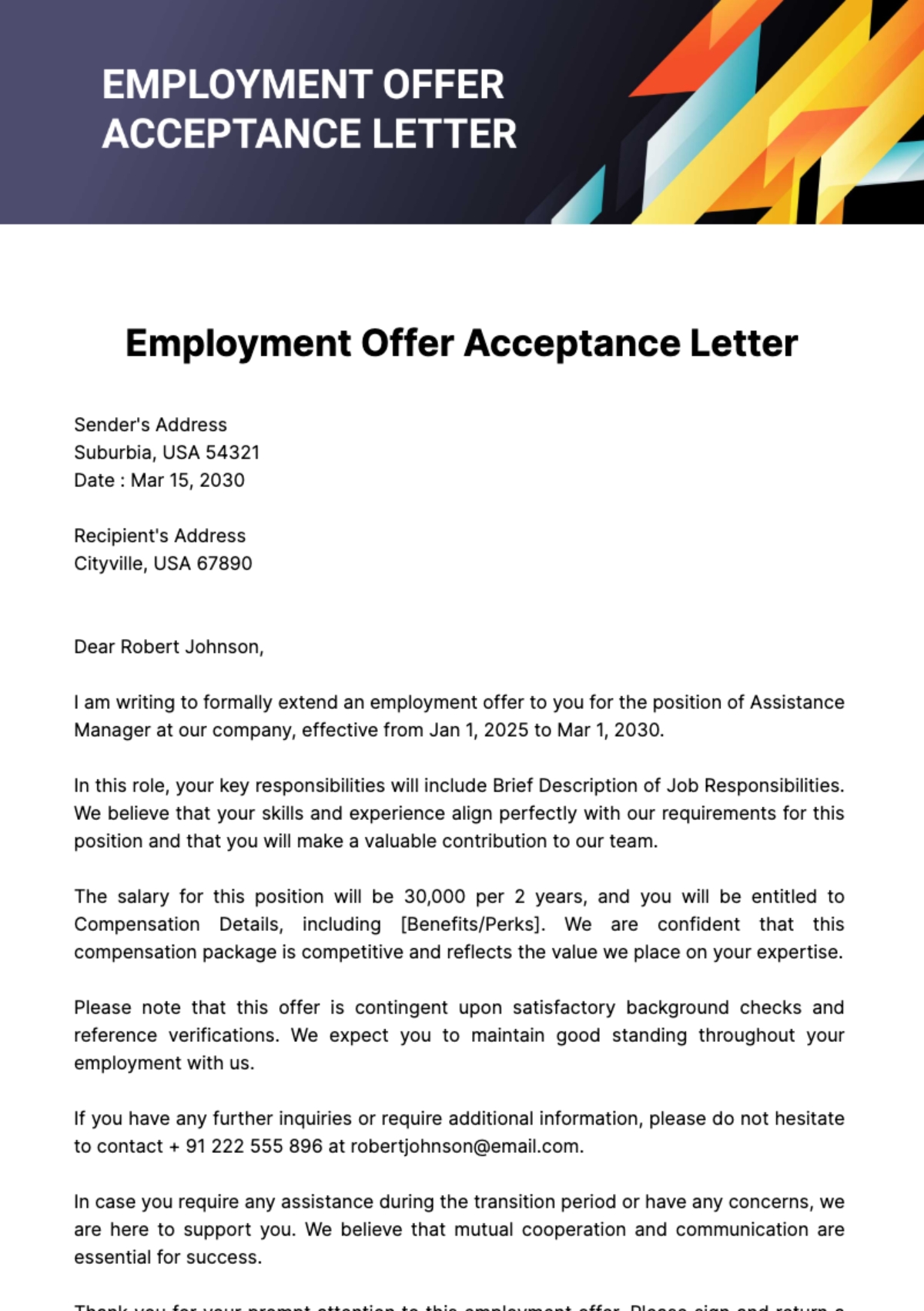job offer acceptance email template job offer acceptance email template