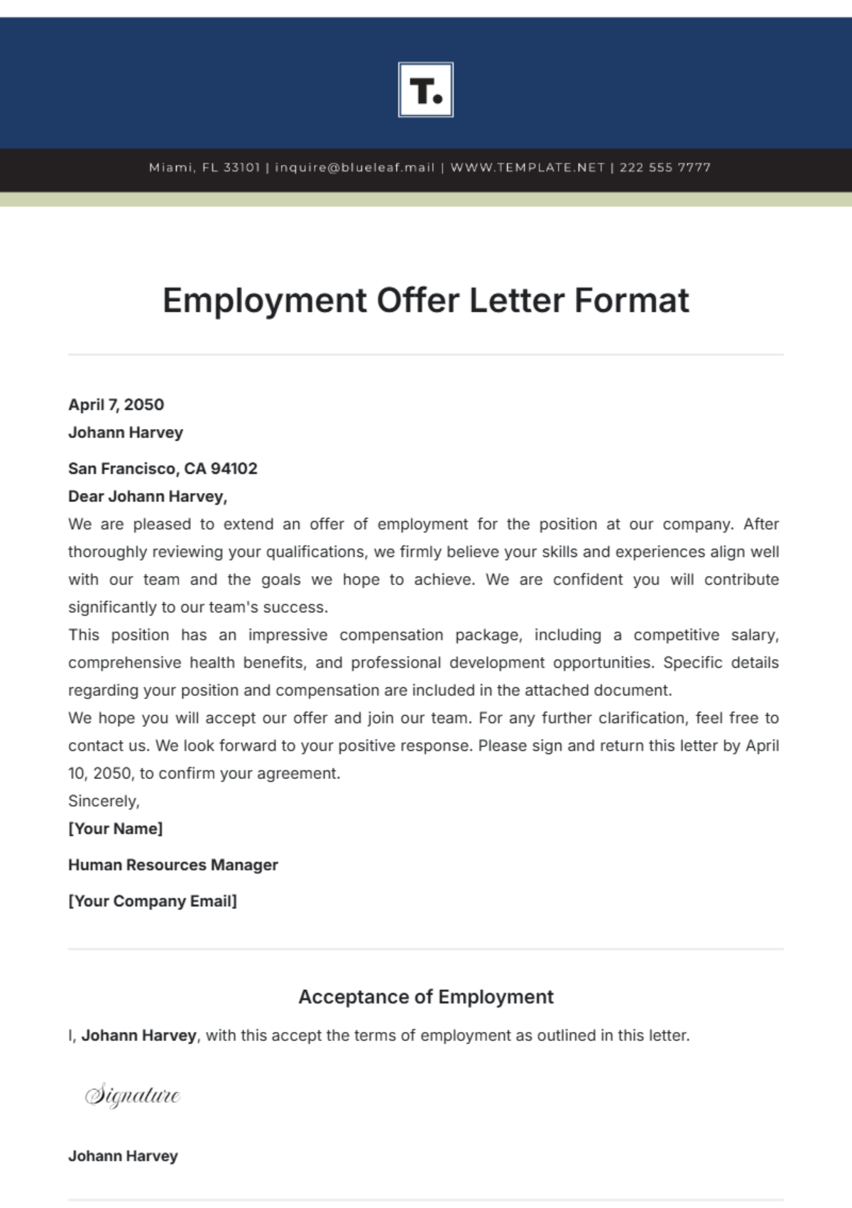 Free Employment Offer Letter Format Template To Edit Online Free Employment Offer Letter Format Template To Edit Online