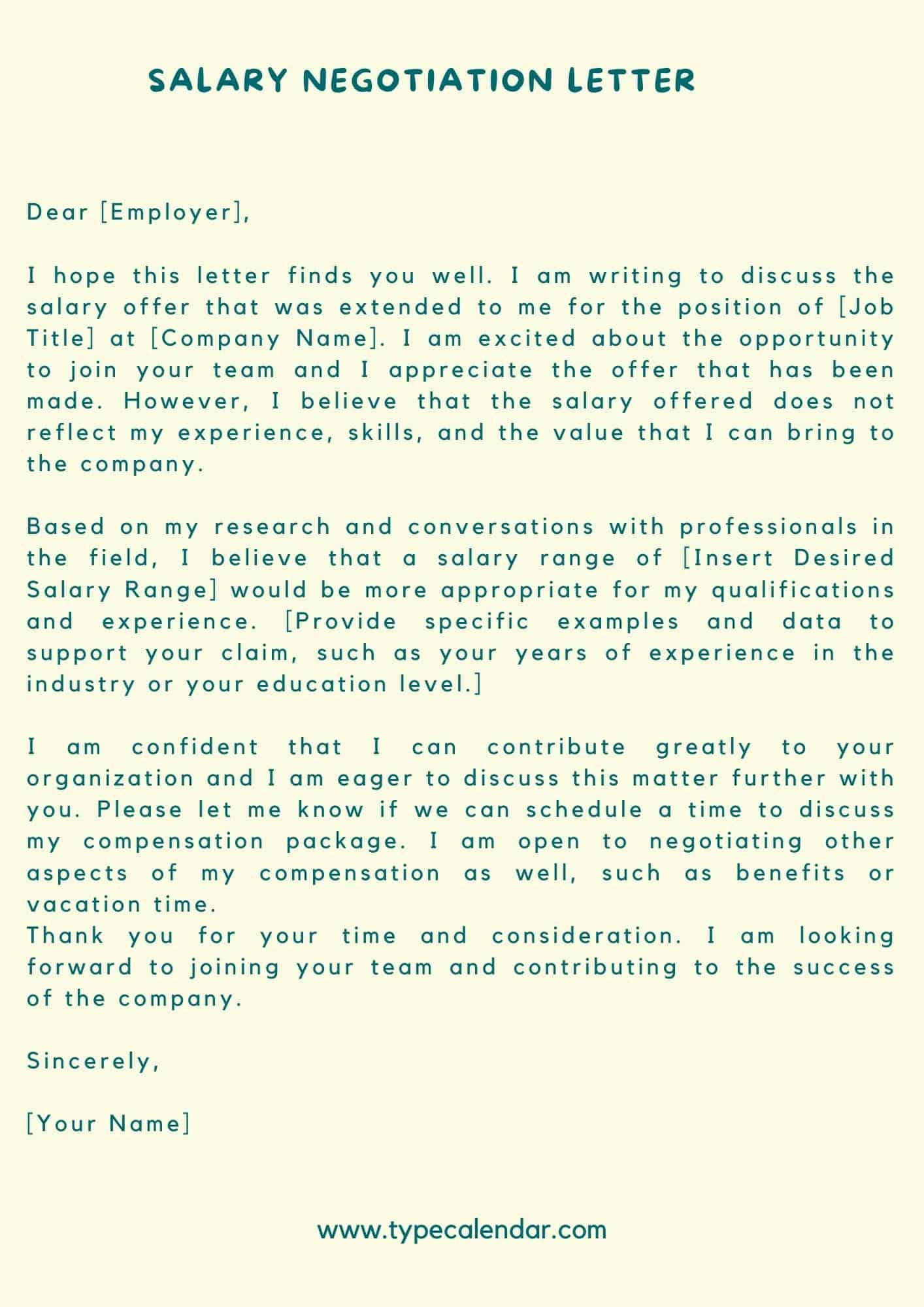 Free Printable Salary Negotiation Letter Templates After Job Offer Example Free Printable Salary Negotiation Letter Templates After Job Offer Example