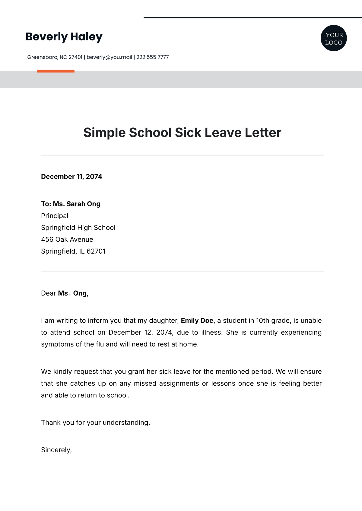Free Request For Sick Leave Due To Flu Template To Edit Online