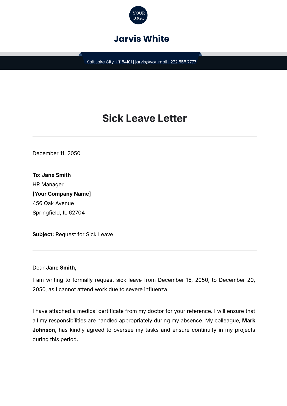 Free Sick Leave Letter Template To Edit Online
