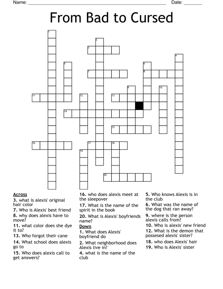 From Bad To Cursed Crossword WordMint
