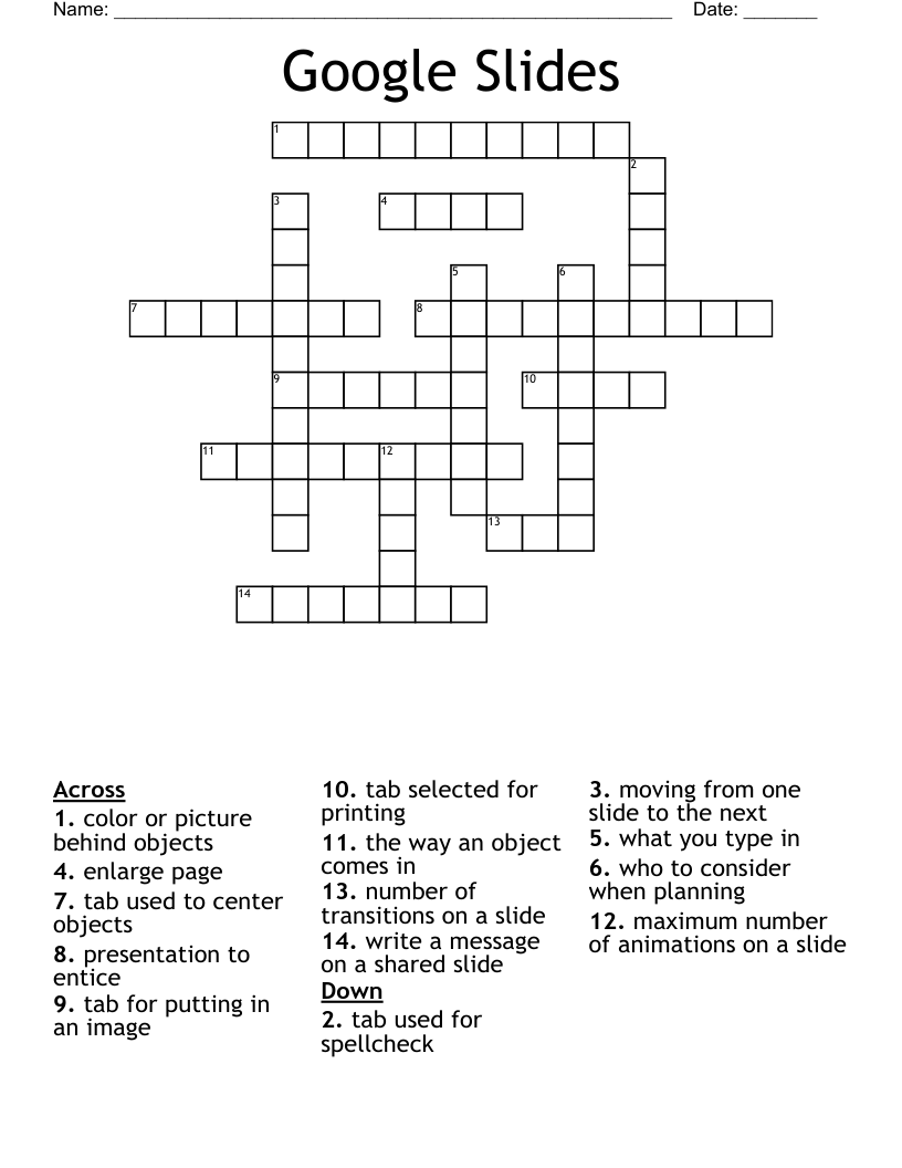 Google Slides Crossword WordMint