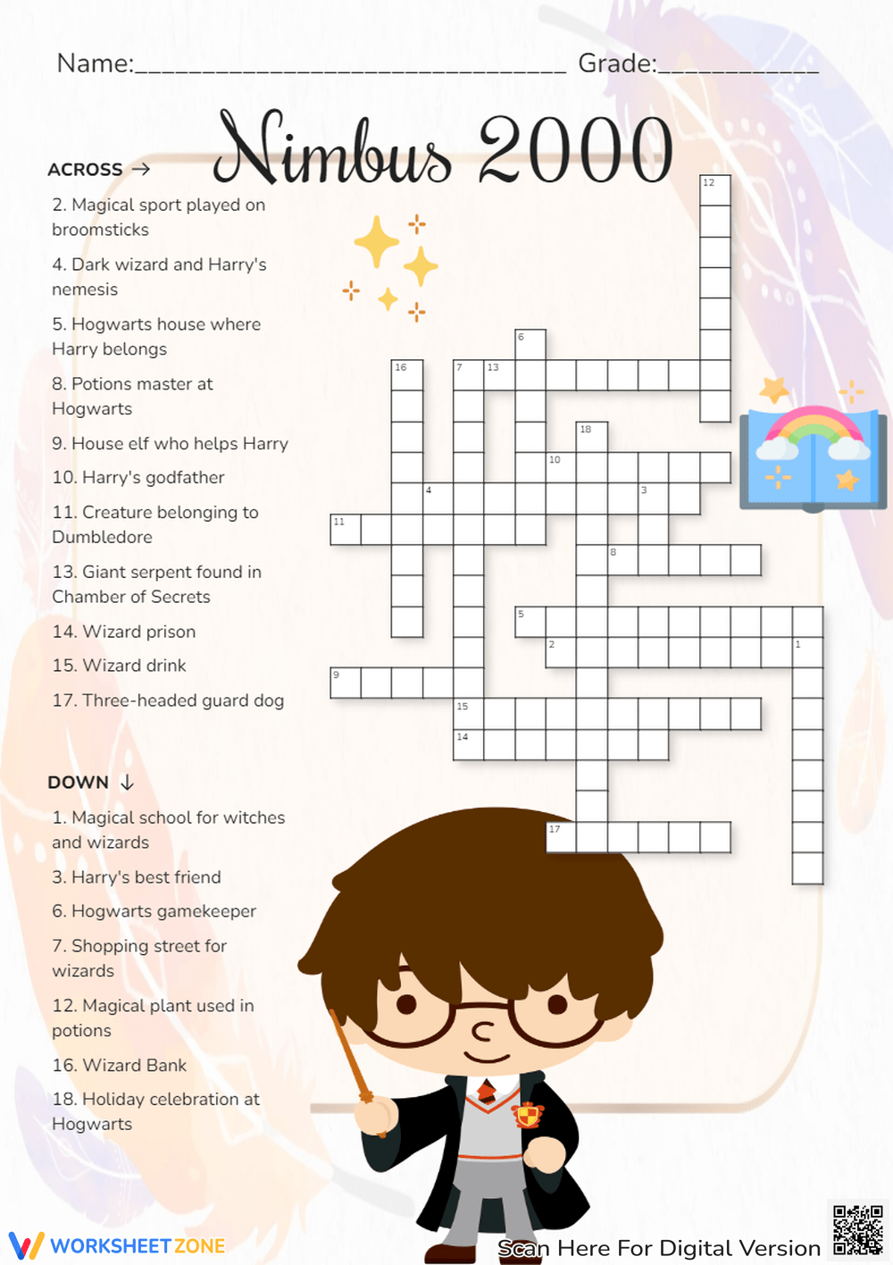 Grade 1 Harry Potter Crossword Worksheets 2025
