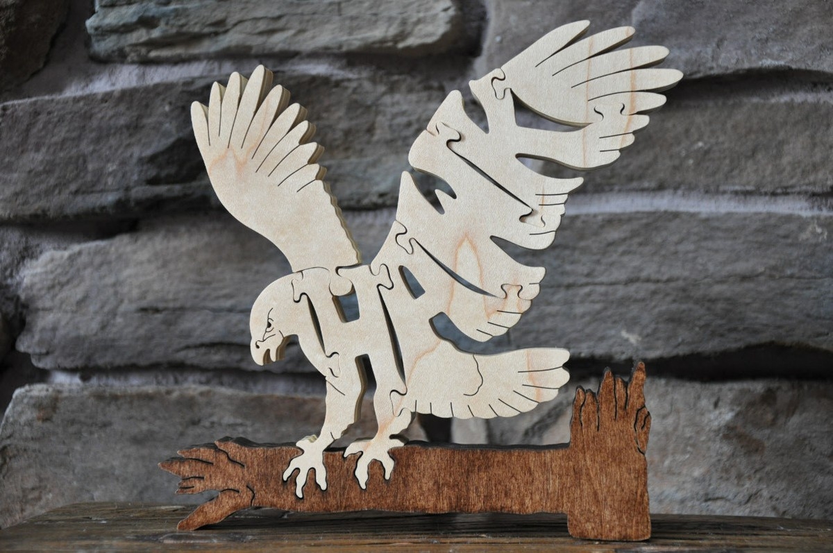 Hawk Bird Of Prey Amish Made Wood Toy Puzzle Animal USA Figurine Art EBay