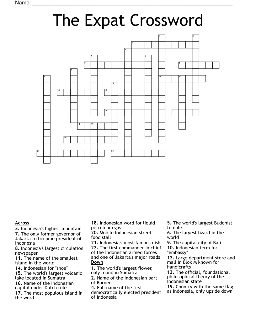 Indonesian Crossword Puzzle WordMint