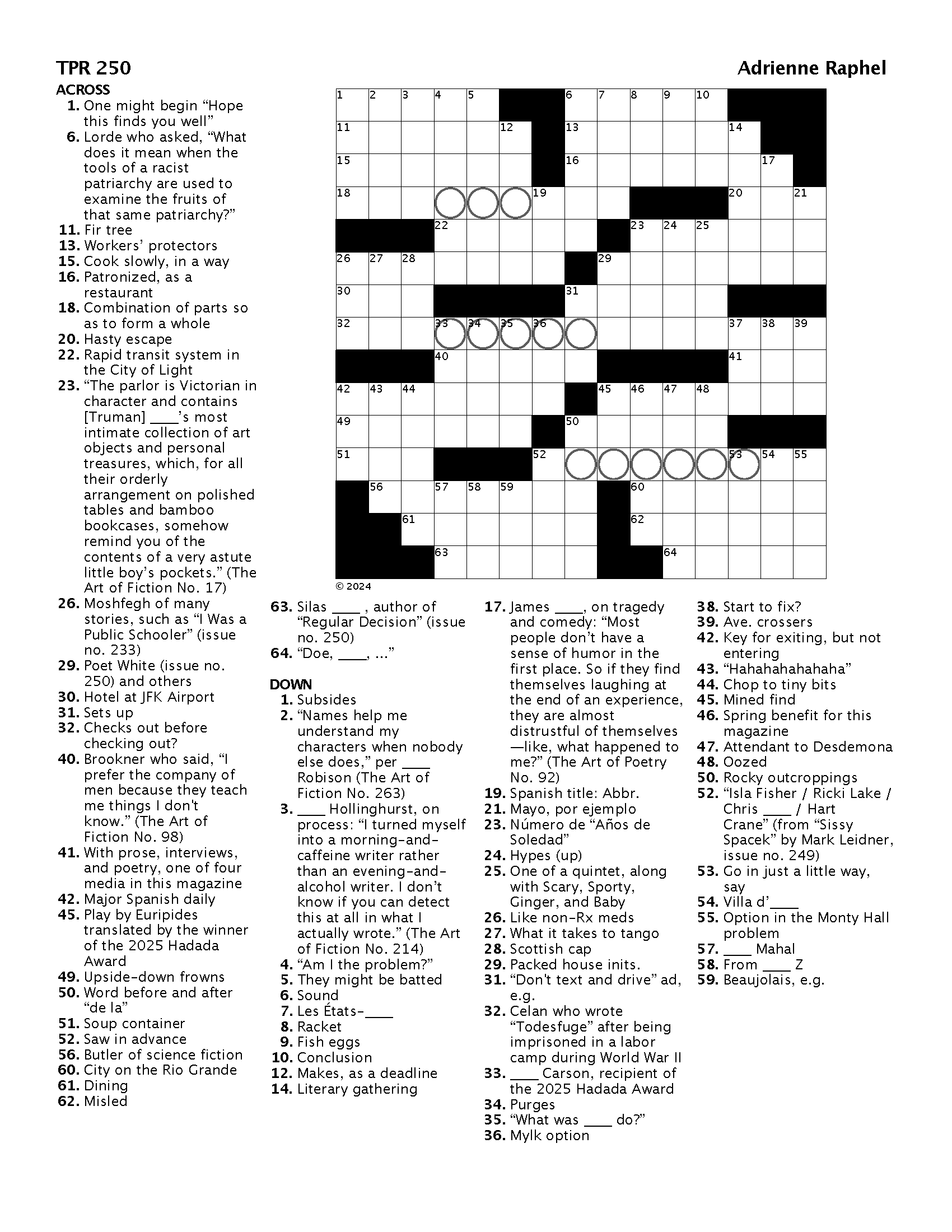 literary collection crossword clue