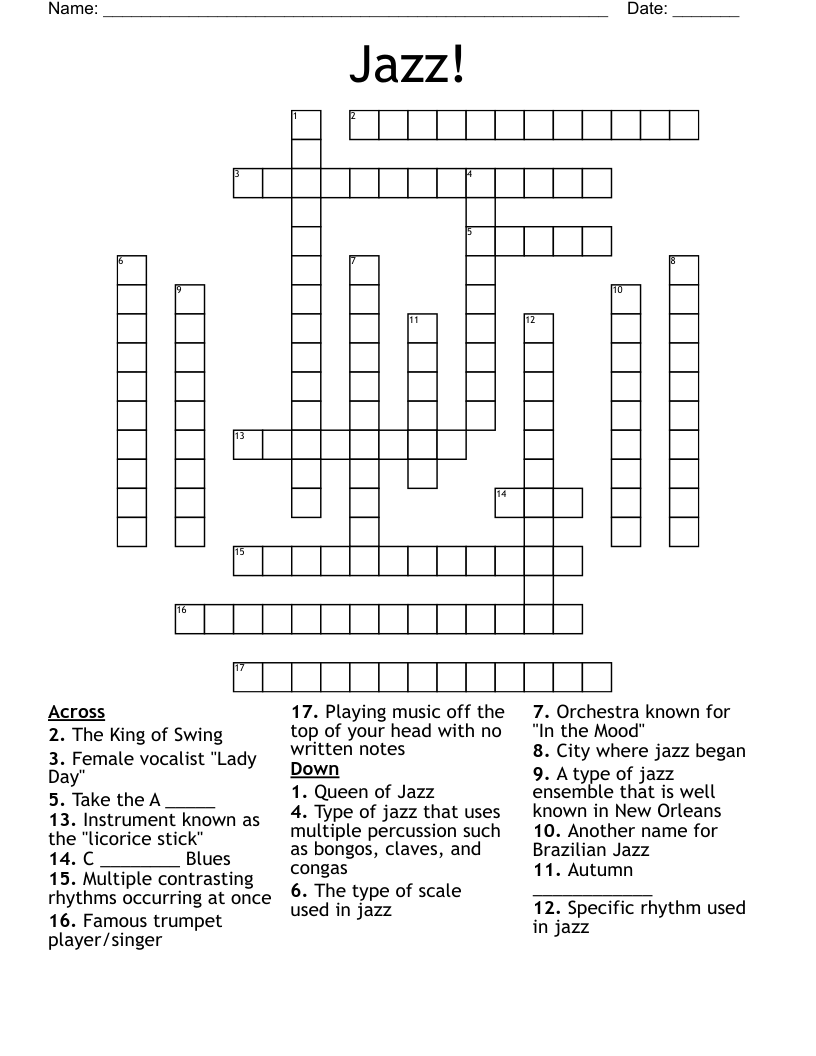 Jazz Crossword WordMint