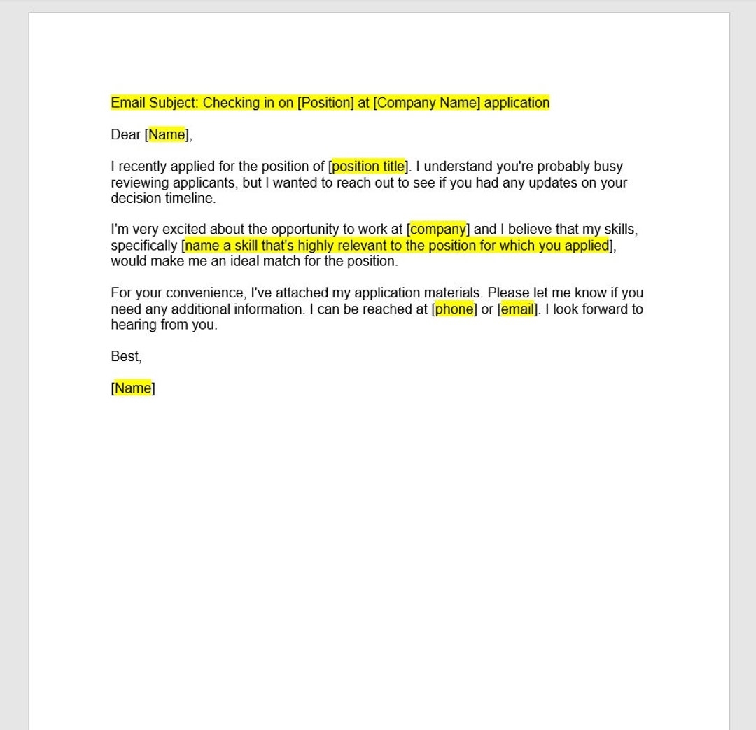 application follow up email template