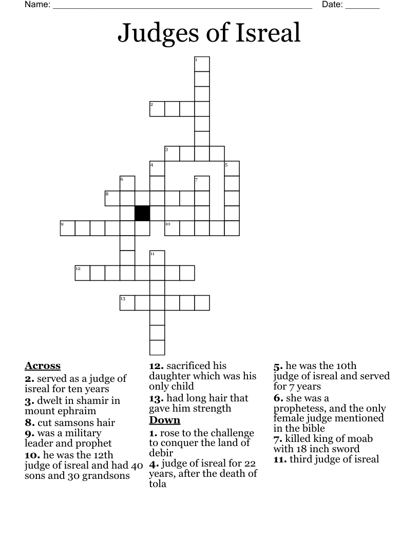 Judges Of Isreal Crossword WordMint