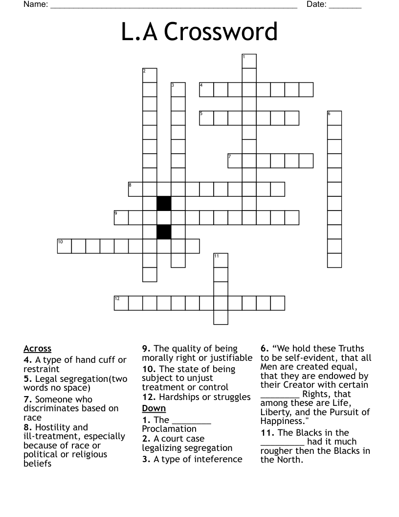 L A Crossword WordMint