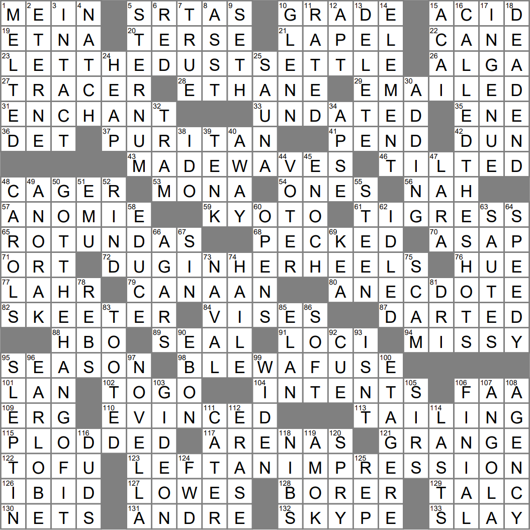 la times crossword printable