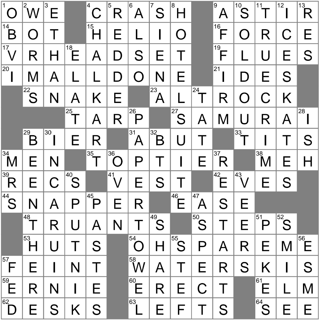 LA Times Crossword 4 Jan 25 Saturday LAXCrossword